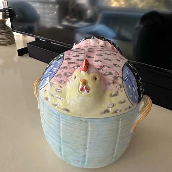 ITALICA ARS ITALY CERAMIC HEN SOUP TUREEN ON THE NEST DISH BOX Handpainted First - Picture 3 of 6